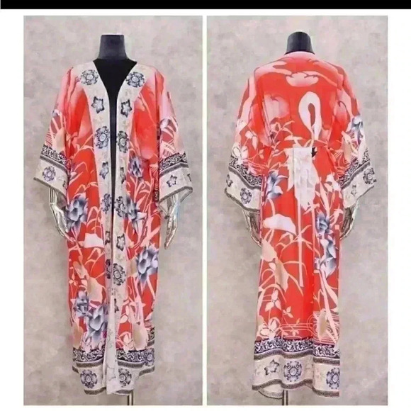 Restocking New Bohemian Floral Kimono Duster - Picture 10 of 12